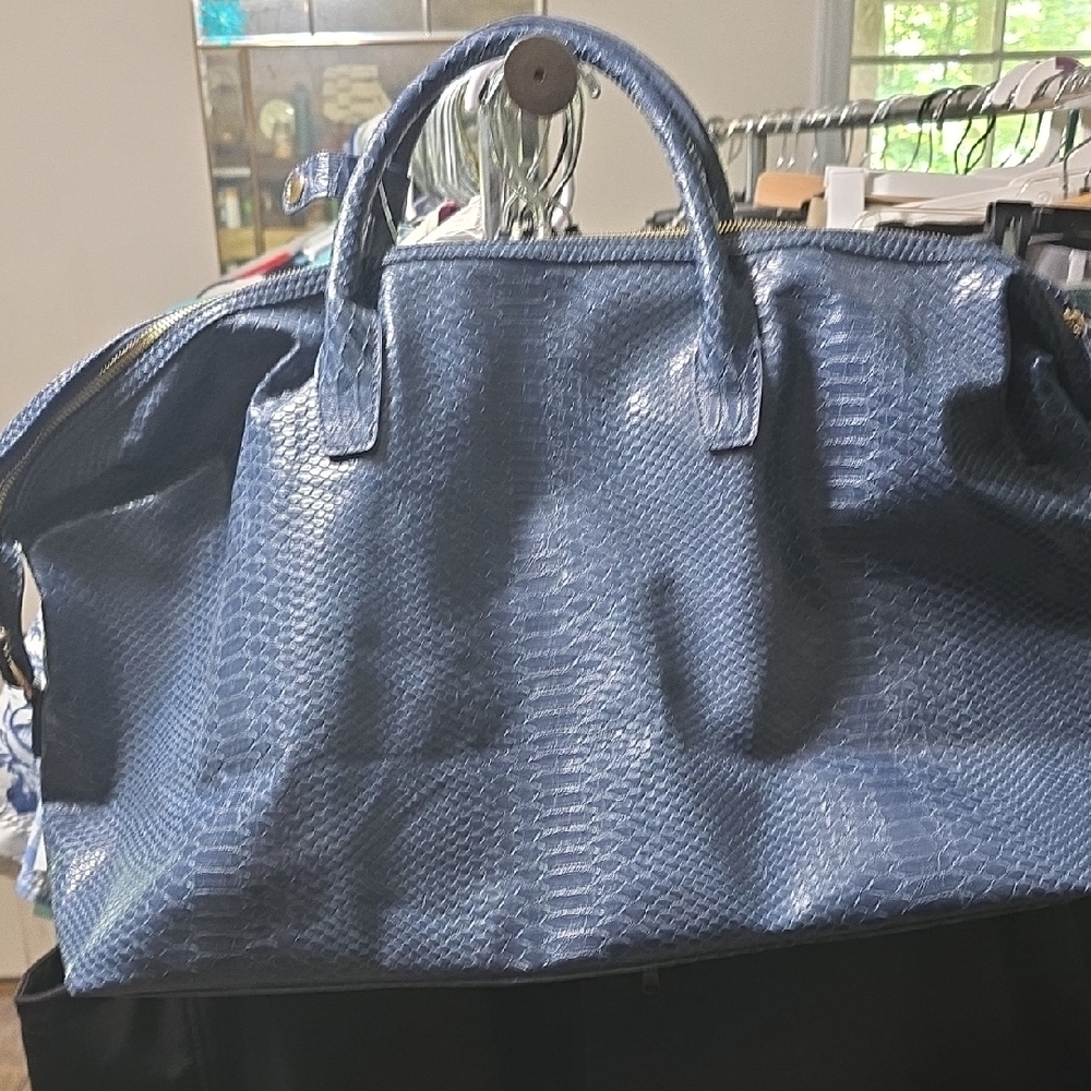 Blue Python-Embossed Leather Bag By - image 4